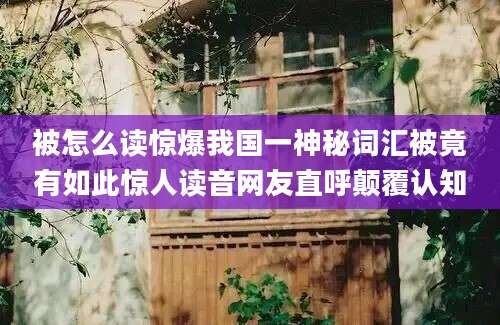 被怎么读惊爆我国一神秘词汇被竟有如此惊人读音网友直呼颠覆认知