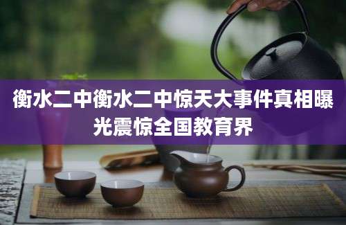 衡水二中衡水二中惊天大事件真相曝光震惊全国教育界