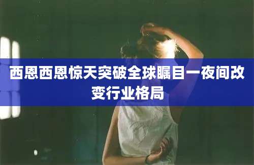 西恩西恩惊天突破全球瞩目一夜间改变行业格局