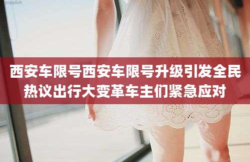 西安车限号西安车限号升级引发全民热议出行大变革车主们紧急应对