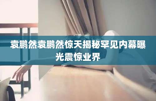 袁鹏然袁鹏然惊天揭秘罕见内幕曝光震惊业界