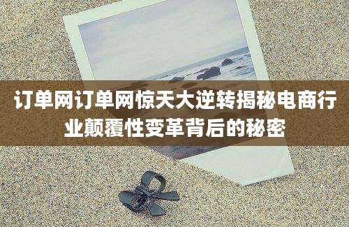 订单网订单网惊天大逆转揭秘电商行业颠覆性变革背后的秘密