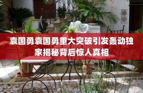 袁国勇袁国勇重大突破引发轰动独家揭秘背后惊人真相