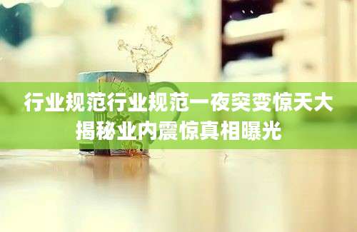 行业规范行业规范一夜突变惊天大揭秘业内震惊真相曝光