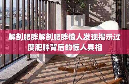 解剖肥胖解剖肥胖惊人发现揭示过度肥胖背后的惊人真相