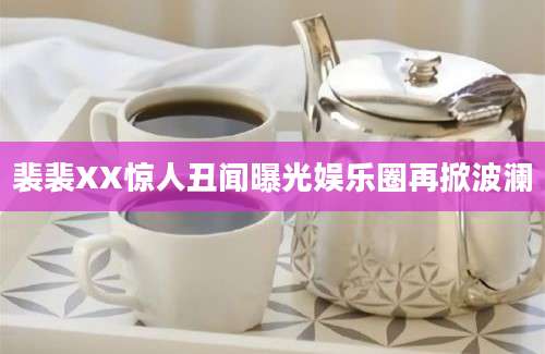裴裴XX惊人丑闻曝光娱乐圈再掀波澜