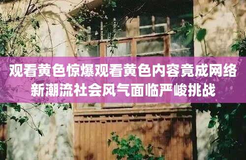 观看黄色惊爆观看黄色内容竟成网络新潮流社会风气面临严峻挑战