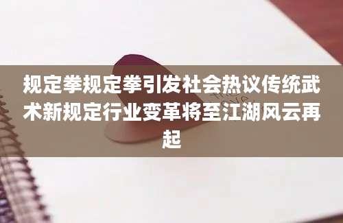 规定拳规定拳引发社会热议传统武术新规定行业变革将至江湖风云再起