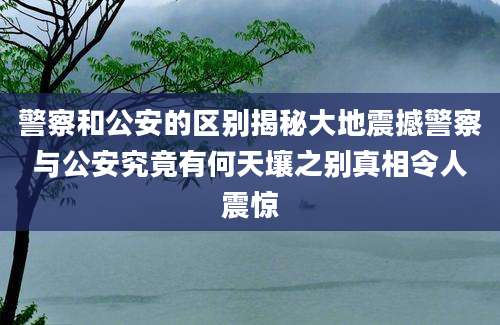 警察和公安的区别揭秘大地震撼警察与公安究竟有何天壤之别真相令人震惊