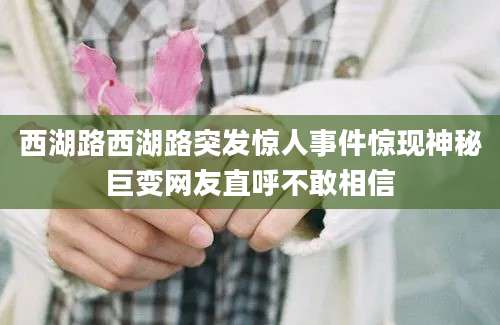 西湖路西湖路突发惊人事件惊现神秘巨变网友直呼不敢相信