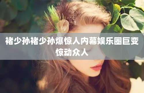 褚少孙褚少孙爆惊人内幕娱乐圈巨变惊动众人