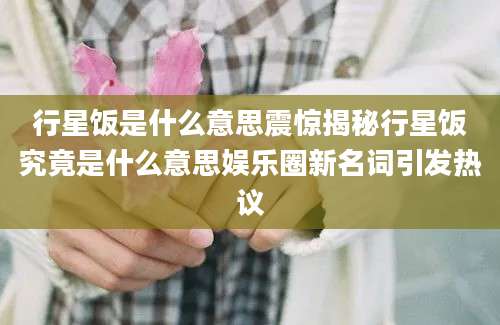 行星饭是什么意思震惊揭秘行星饭究竟是什么意思娱乐圈新名词引发热议