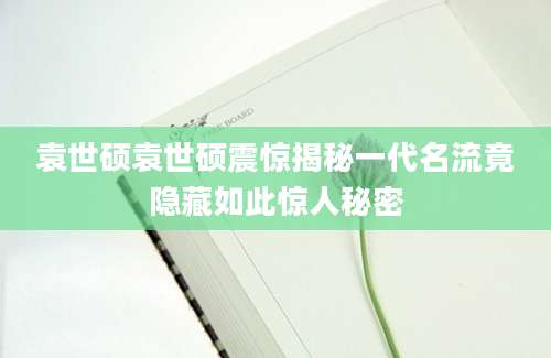 袁世硕袁世硕震惊揭秘一代名流竟隐藏如此惊人秘密