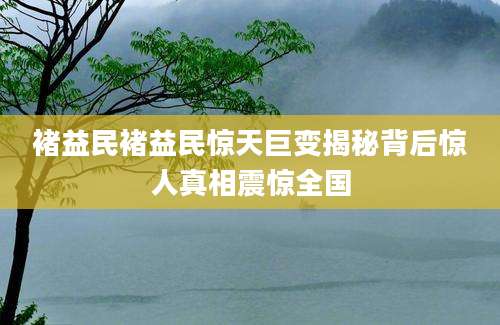 褚益民褚益民惊天巨变揭秘背后惊人真相震惊全国