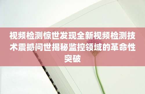 视频检测惊世发现全新视频检测技术震撼问世揭秘监控领域的革命性突破