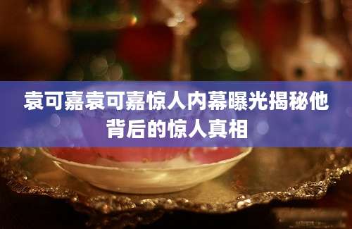 袁可嘉袁可嘉惊人内幕曝光揭秘他背后的惊人真相