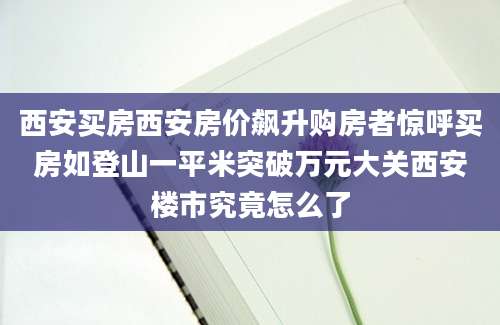 西安买房西安房价飙升购房者惊呼买房如登山一平米突破万元大关西安楼市究竟怎么了