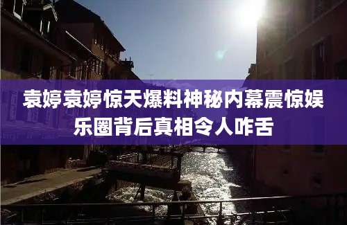 袁婷袁婷惊天爆料神秘内幕震惊娱乐圈背后真相令人咋舌