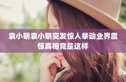 袁小明袁小明突发惊人举动业界震惊真相竟是这样